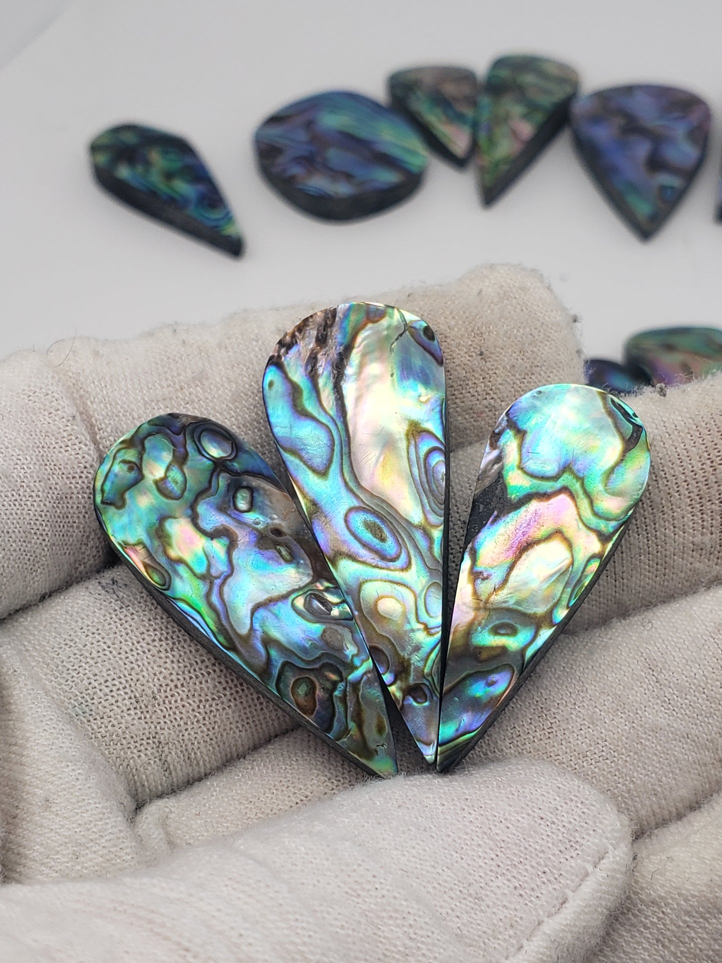 Abalone Cabochons - Pears and Rectangles - Medium Size