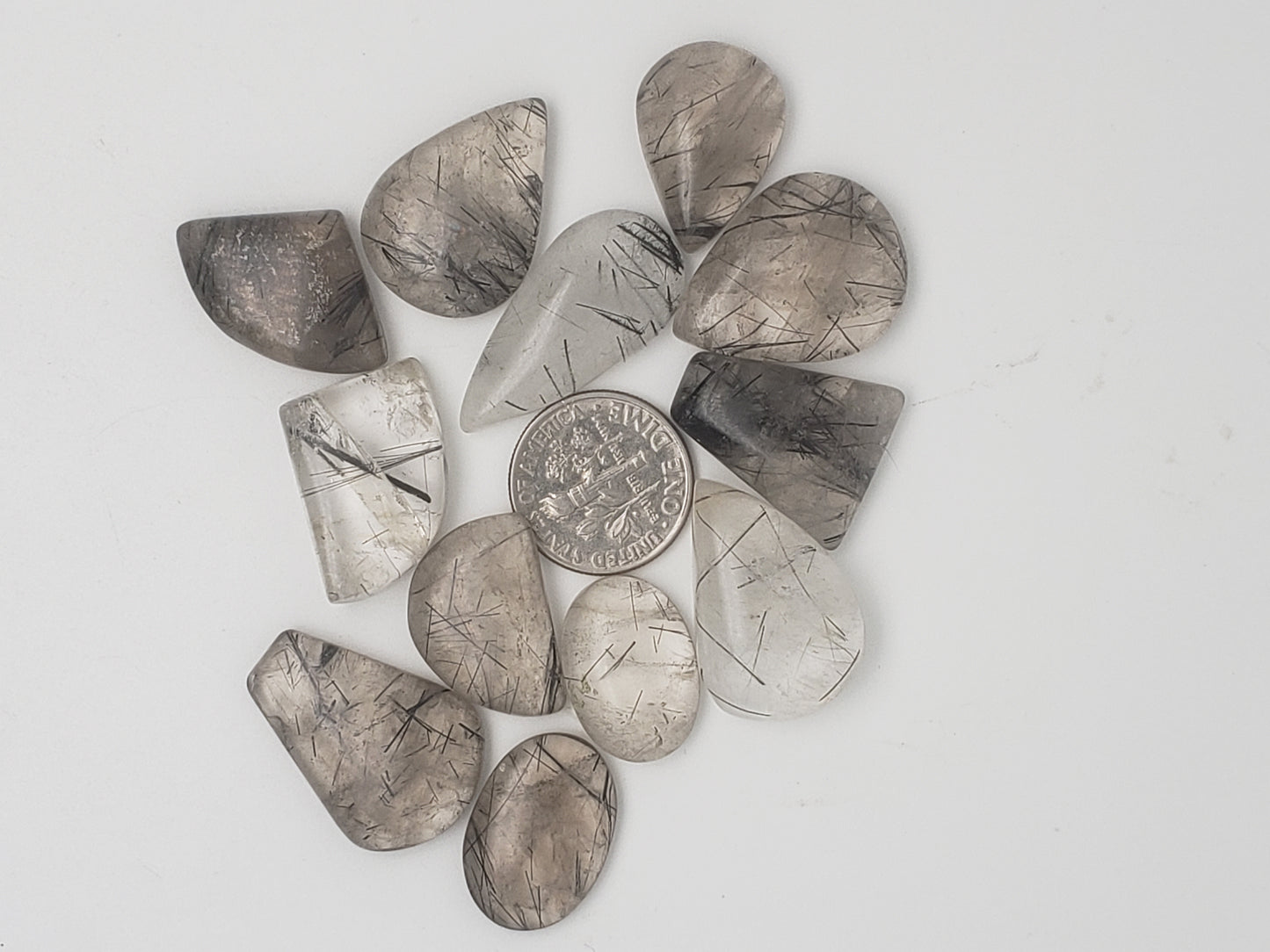 Rutilated Quartz Cabochons - Black Rutile - Smaller Size - 18-27mm