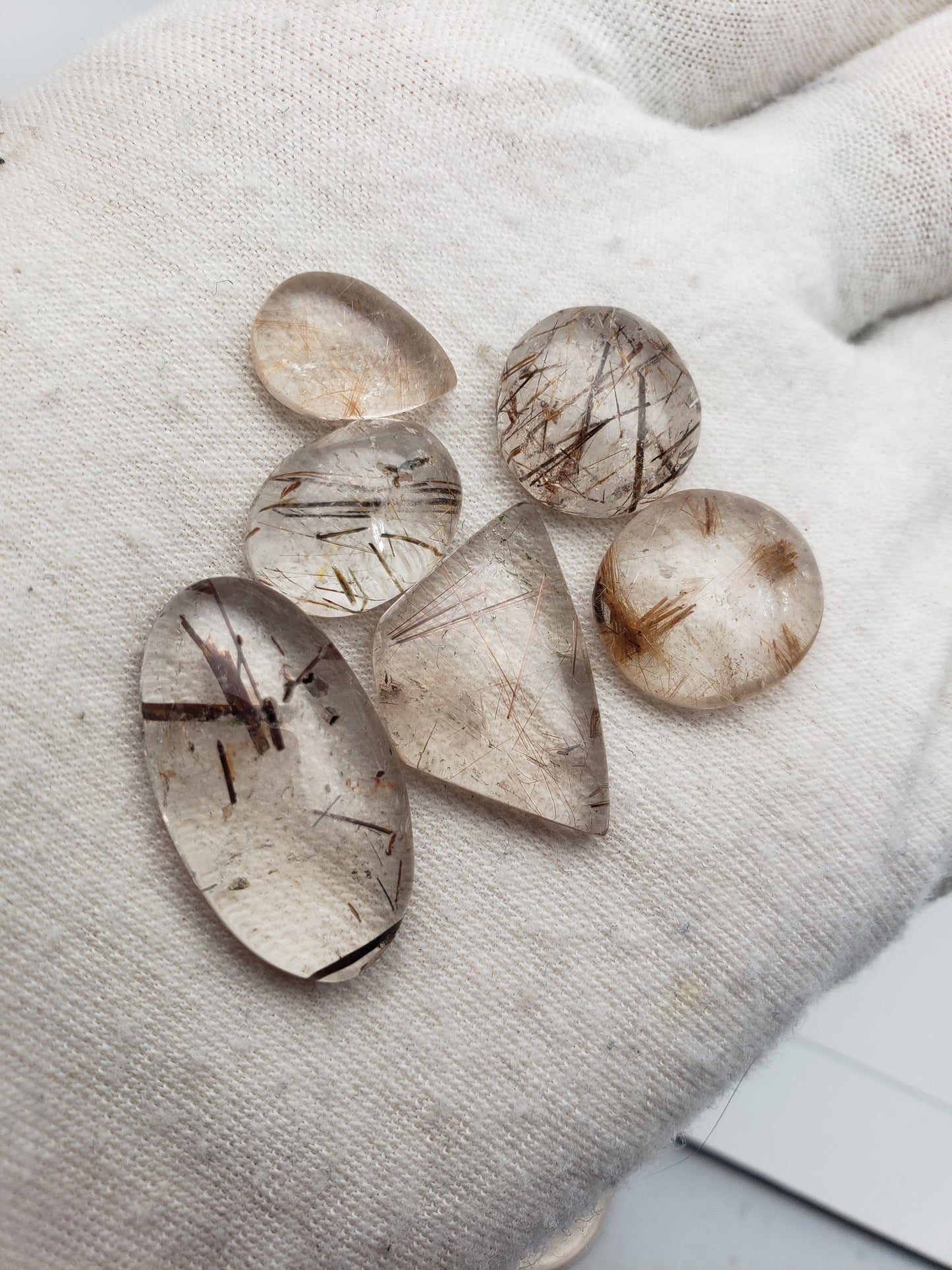 Rutilated Quartz Cabochons - Copper Rutile - 6 Pieces - 63 Carats -  Whole Lot