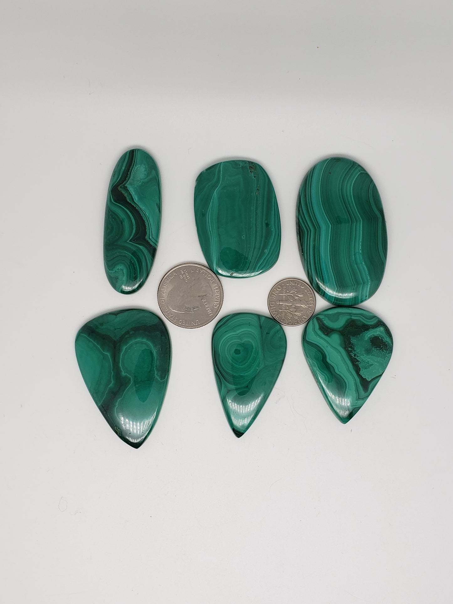 Malachite Cabochons - Large to Palm Size - 42.5-54mm