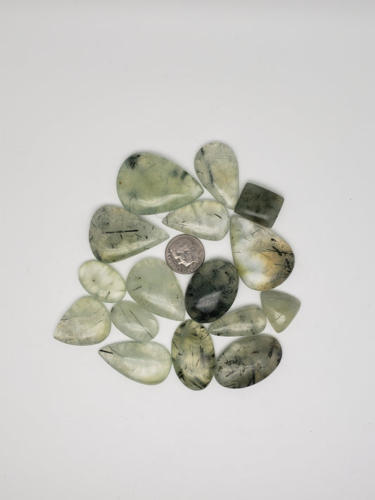 Prehnite Cablchons - Tourmalated - Medium Size