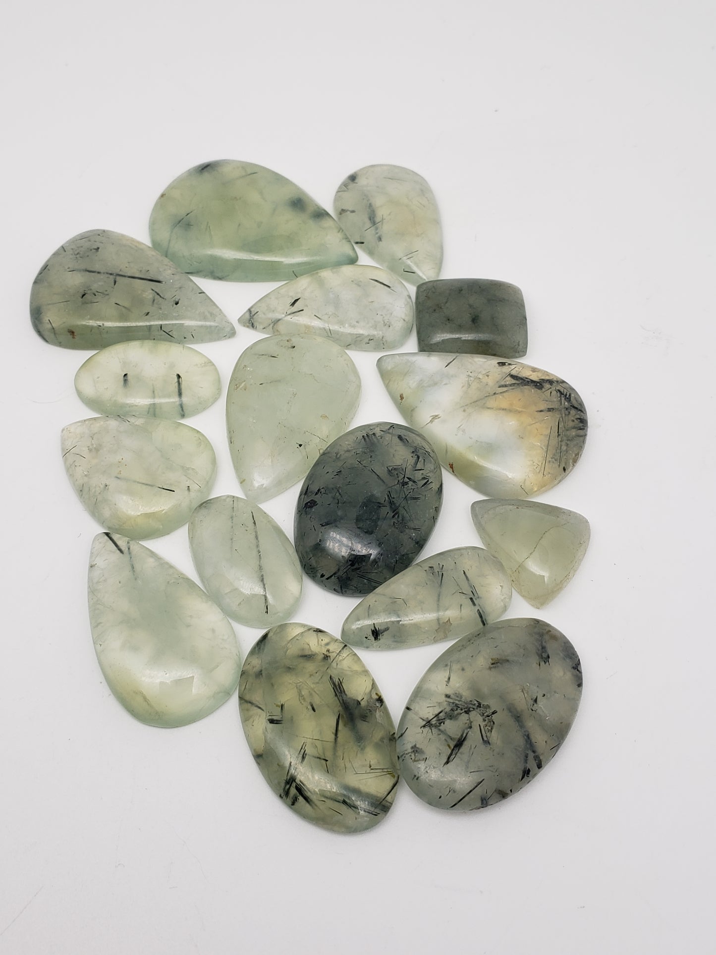 Prehnite Cablchons - Tourmalated - Medium Size