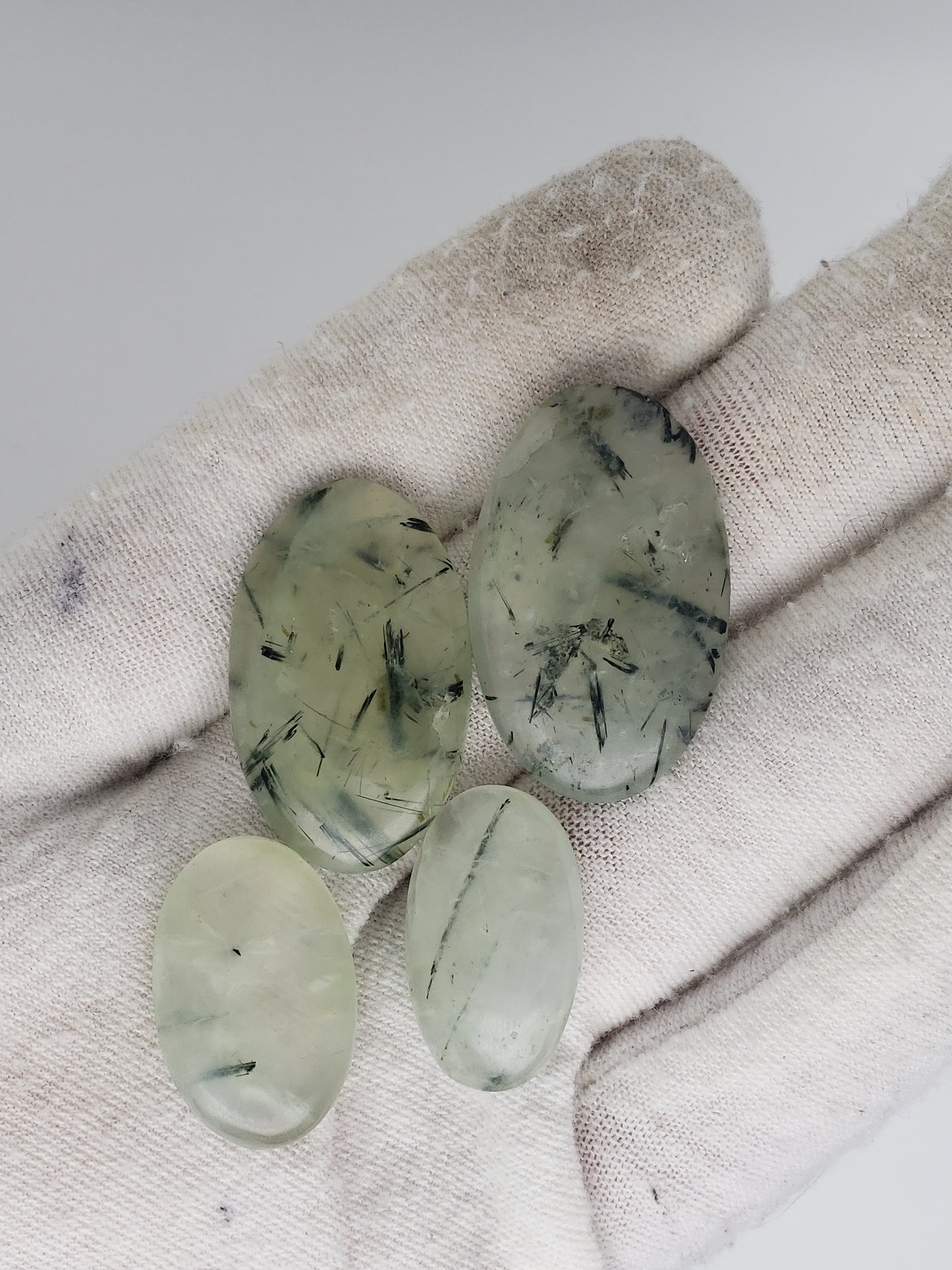 Prehnite Cablchons - Tourmalated - Medium Size