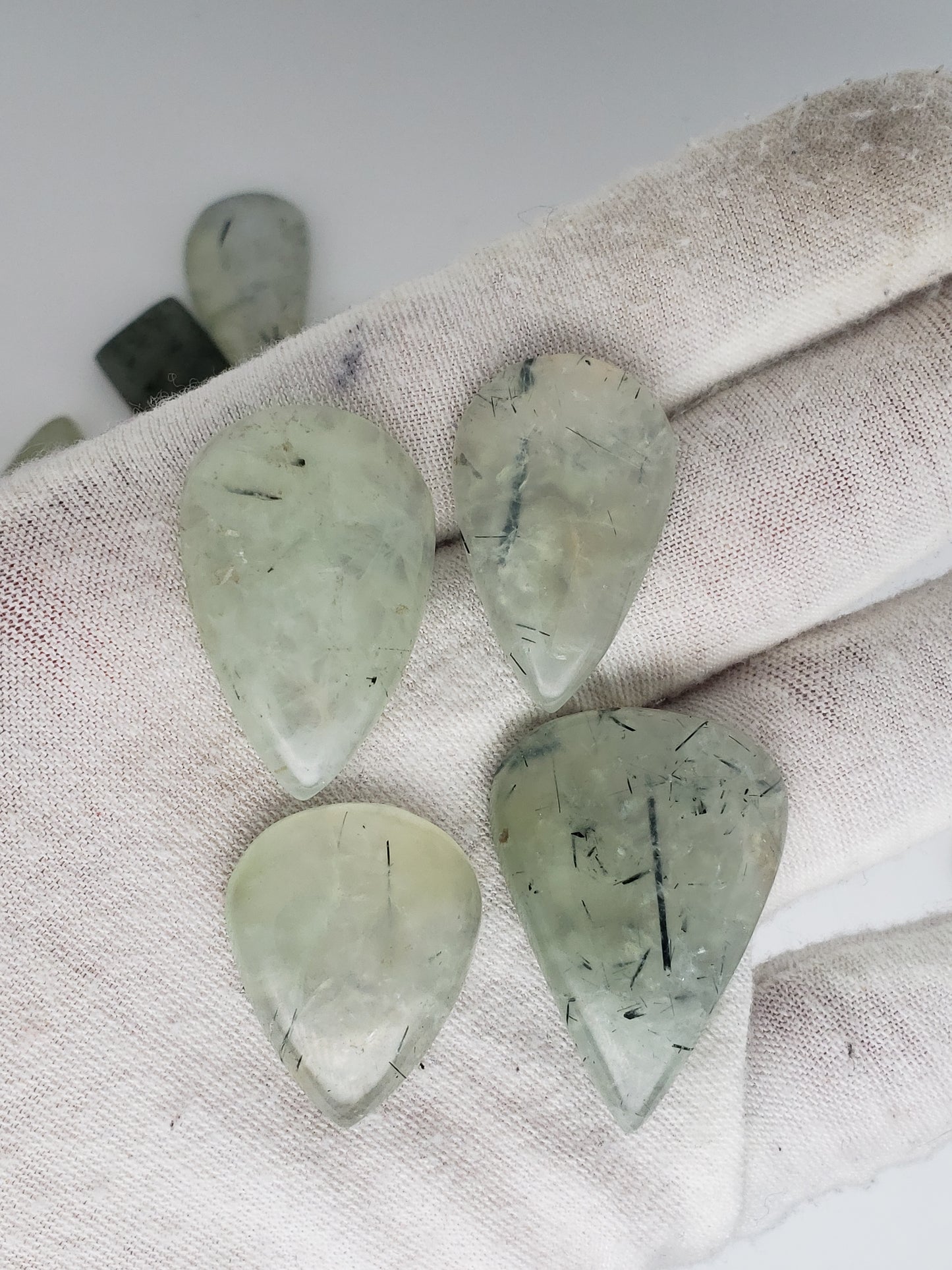 Prehnite Cablchons - Tourmalated - Medium Size