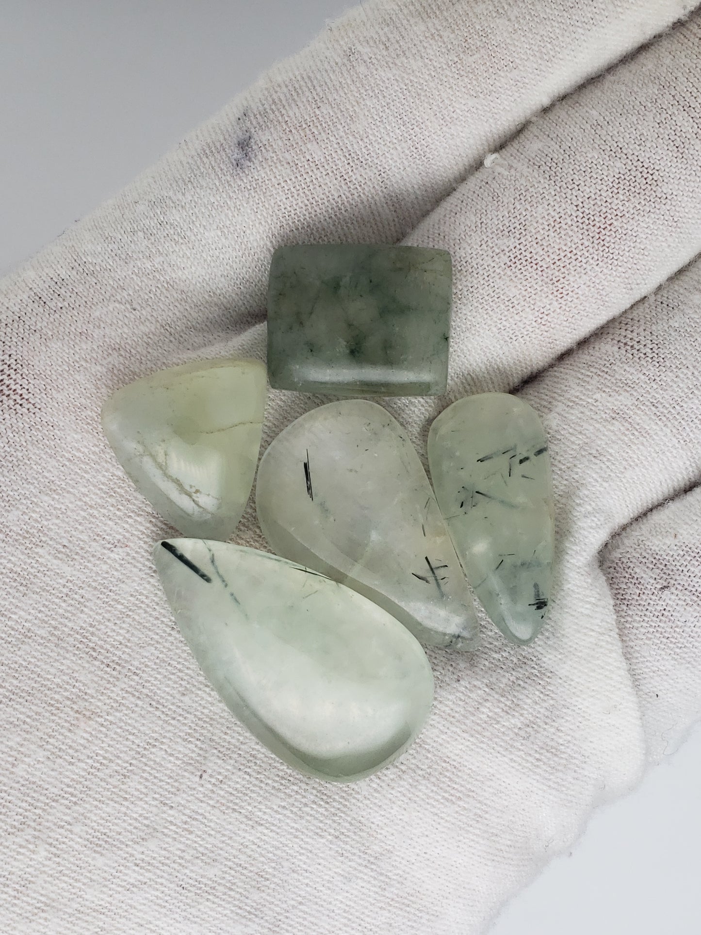 Prehnite Cablchons - Tourmalated - Medium Size