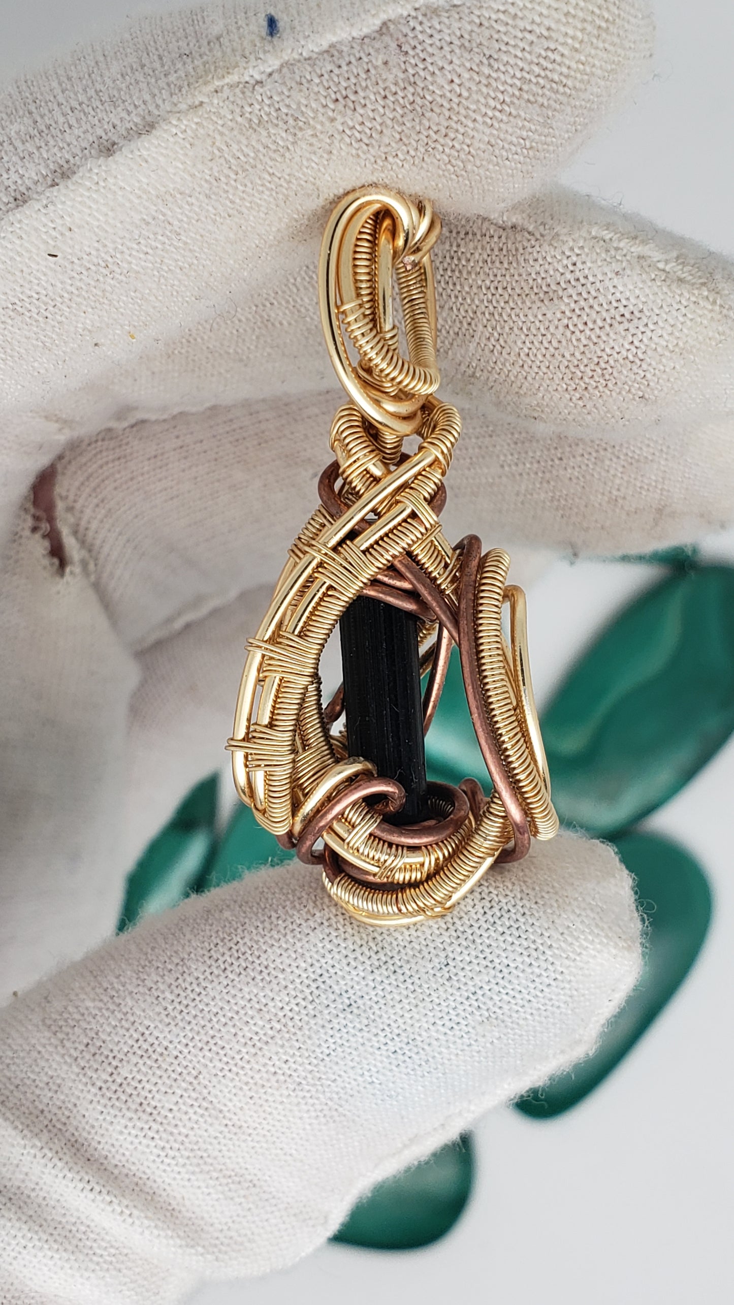 Black Tourmaline Rod / Pencil - Gorgeous Wire Wrap Pendant