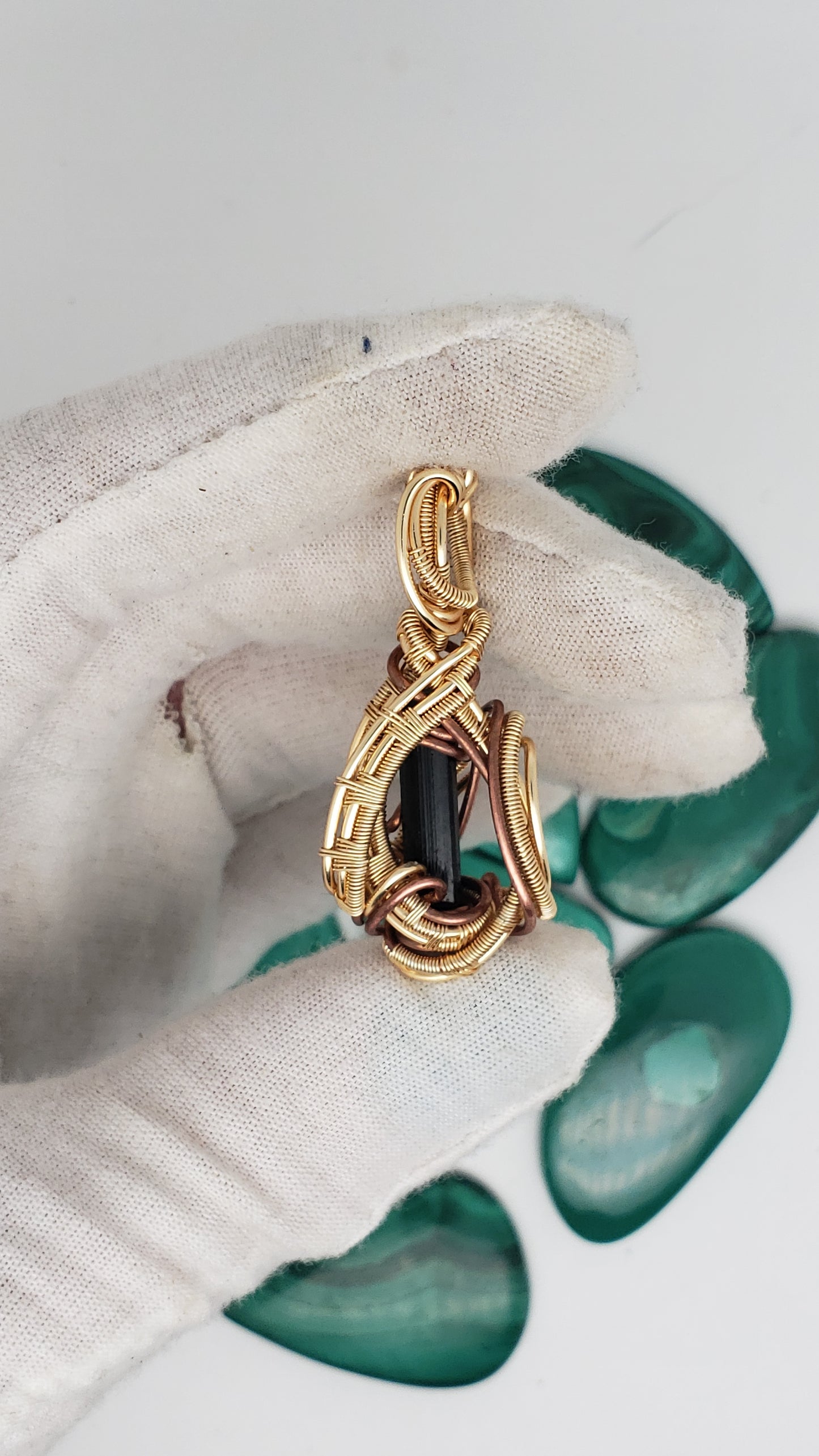 Black Tourmaline Rod / Pencil - Gorgeous Wire Wrap Pendant