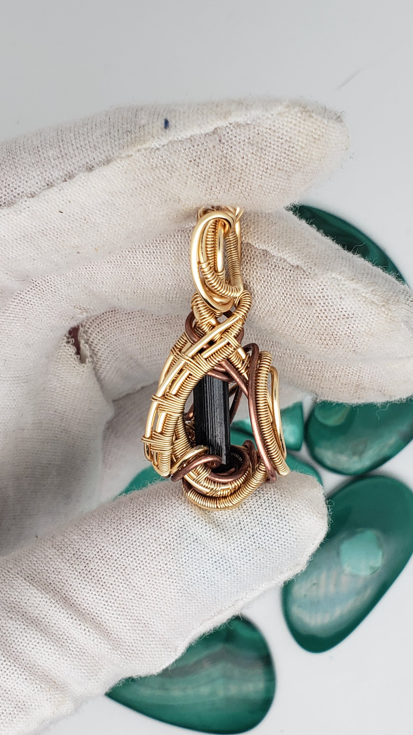 Black Tourmaline Rod / Pencil - Gorgeous Wire Wrap Pendant