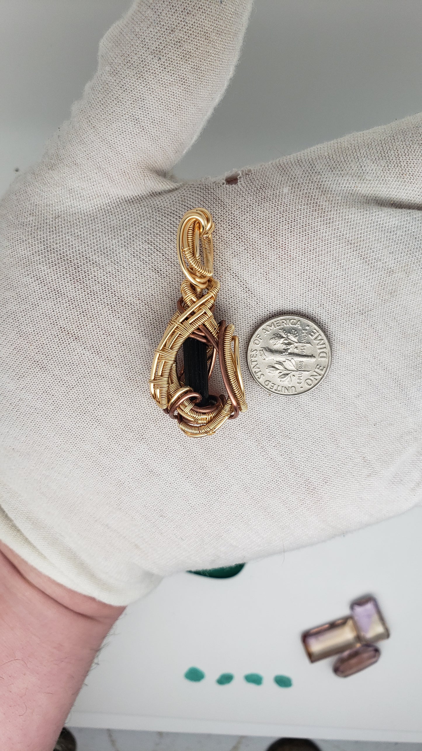 Black Tourmaline Rod / Pencil - Gorgeous Wire Wrap Pendant