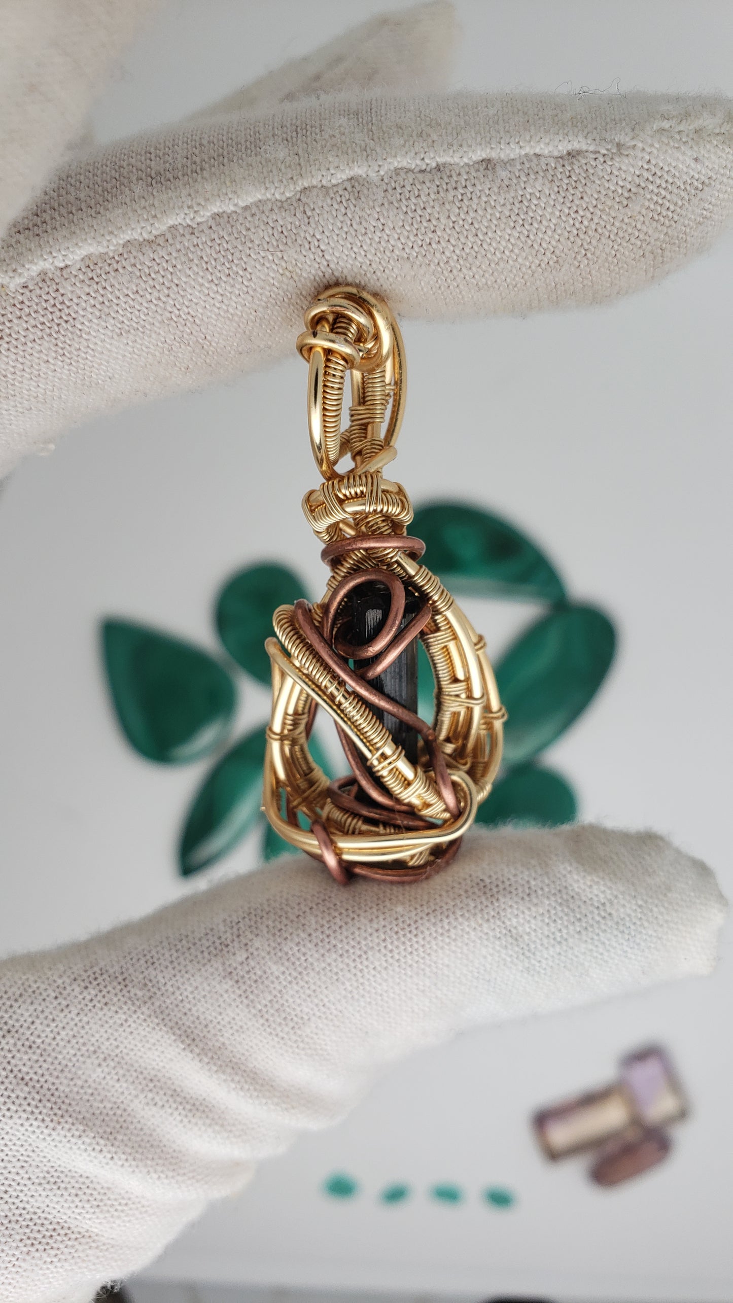 Black Tourmaline Rod / Pencil - Gorgeous Wire Wrap Pendant