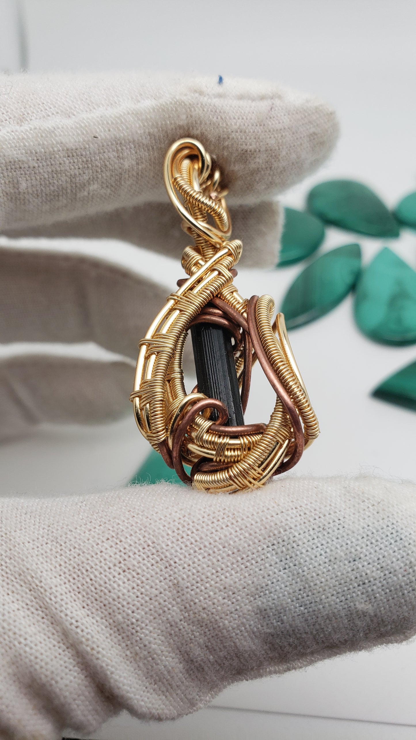 Black Tourmaline Rod / Pencil - Gorgeous Wire Wrap Pendant