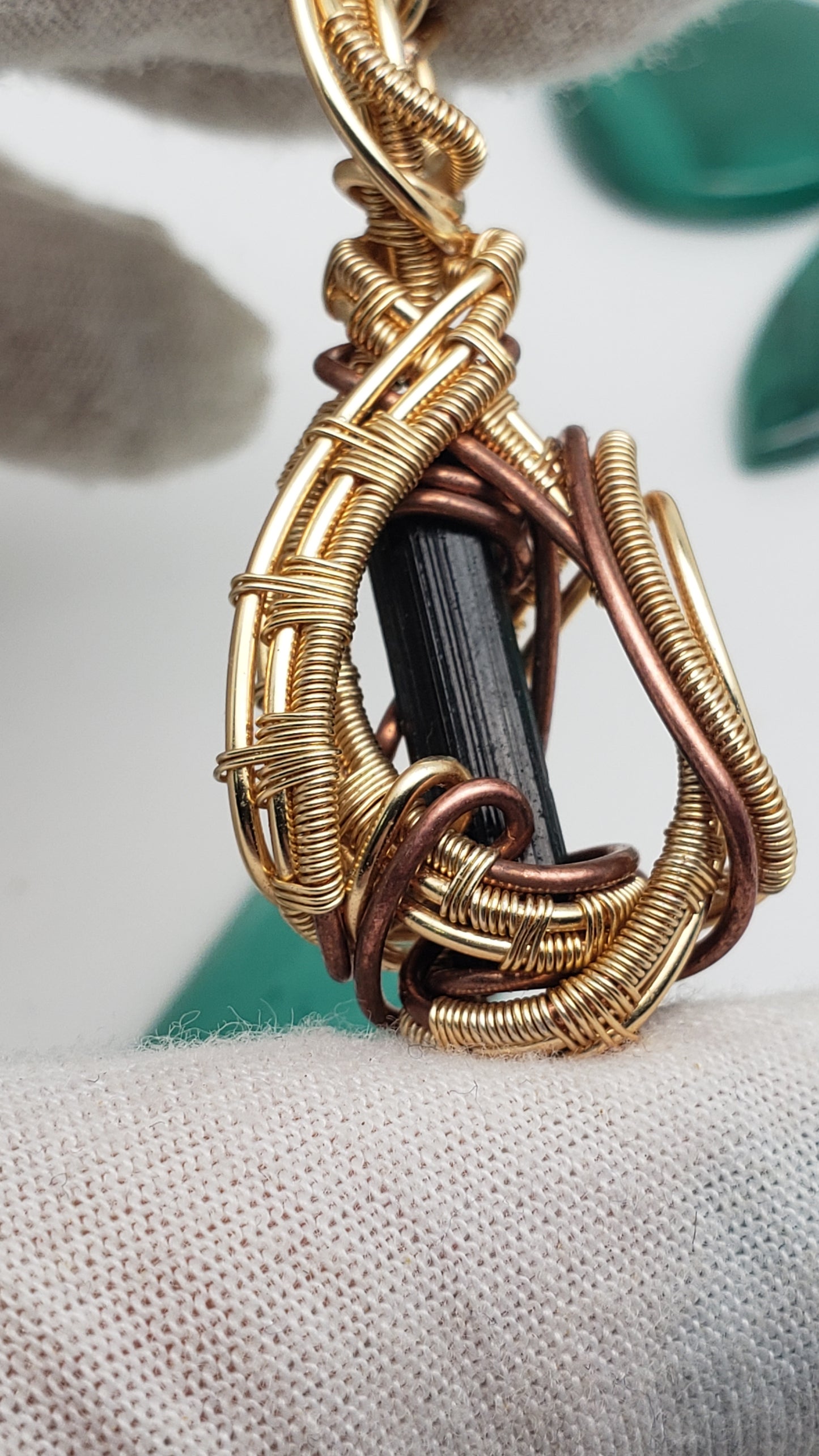 Black Tourmaline Rod / Pencil - Gorgeous Wire Wrap Pendant