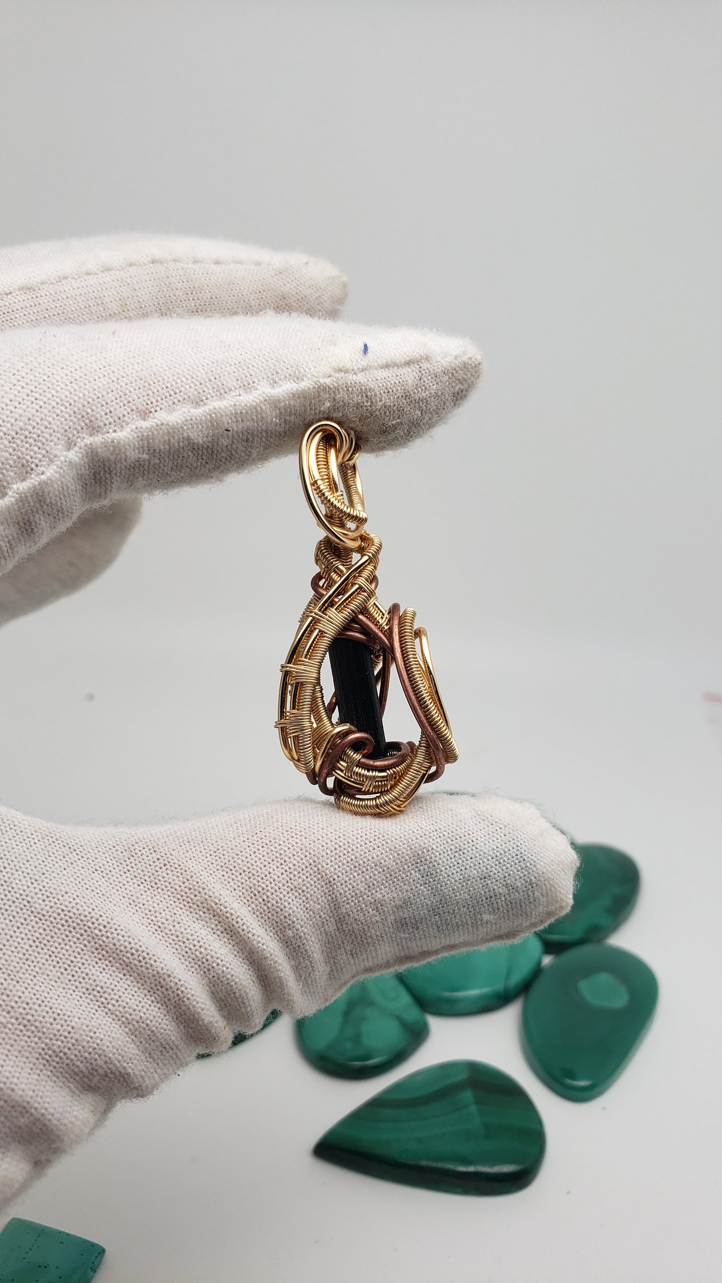 Black Tourmaline Rod / Pencil - Gorgeous Wire Wrap Pendant