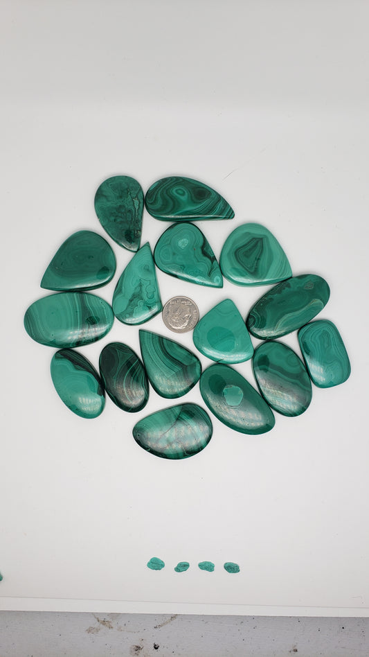 Malachite Cabochons - Medium to Large Pendant Focals - 31.3-43.5mm