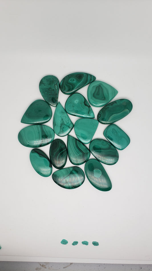 Malachite Cabochons - Medium to Large Pendant Focals - 31.3-43.5mm