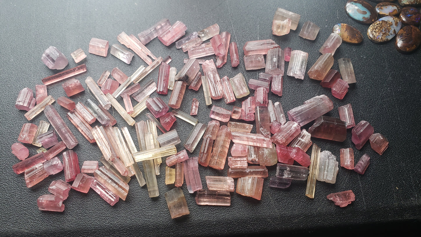 Pink Tourmaline Raw Crystals - AA - Rods, points, and chunks