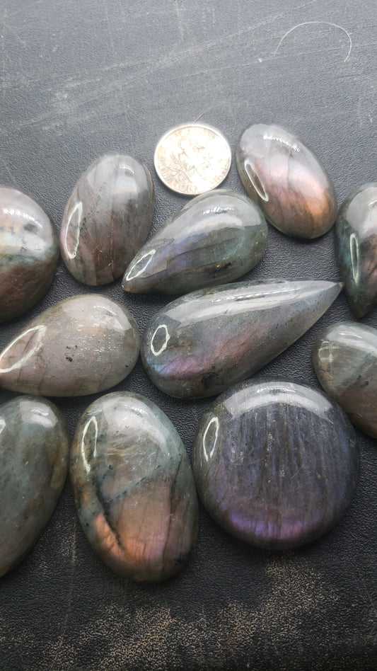 Labradorite Cabs - Purple, Pink, and Sunset Orange - Medium Sizes