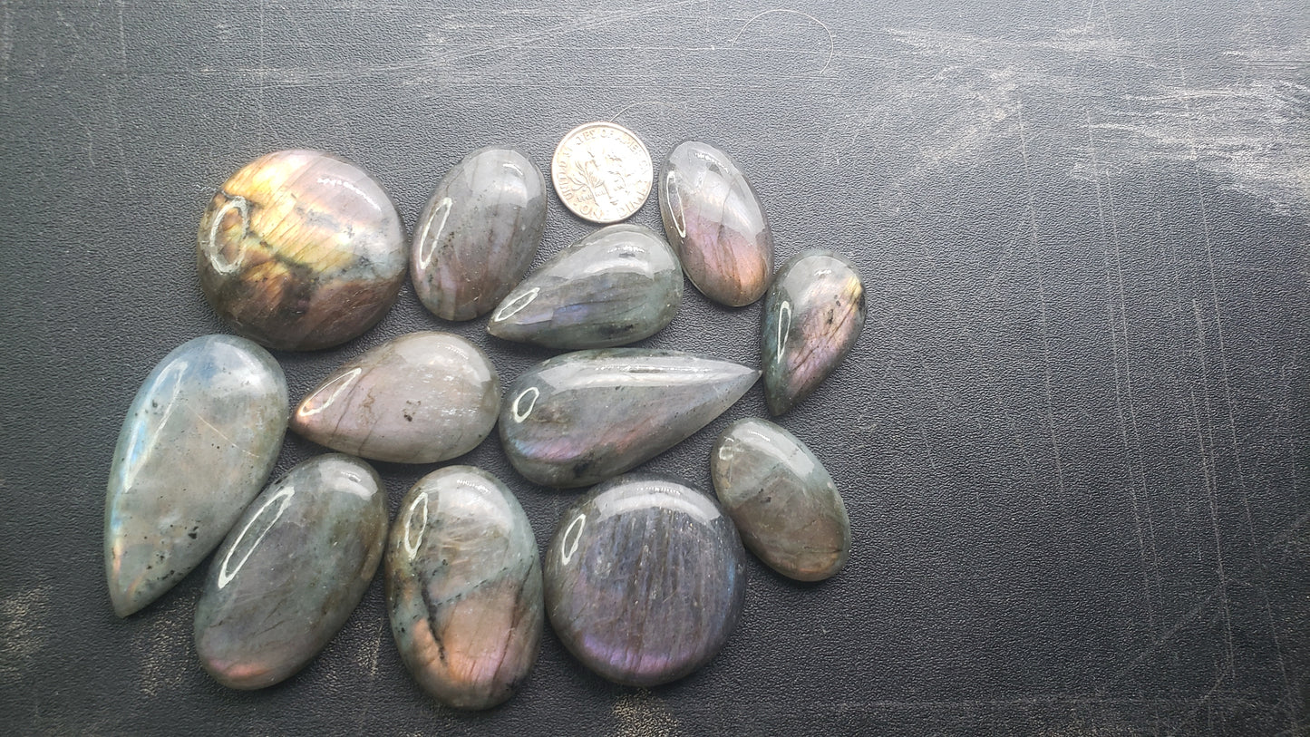 Labradorite Cabs - Purple, Pink, and Sunset Orange - Medium Sizes