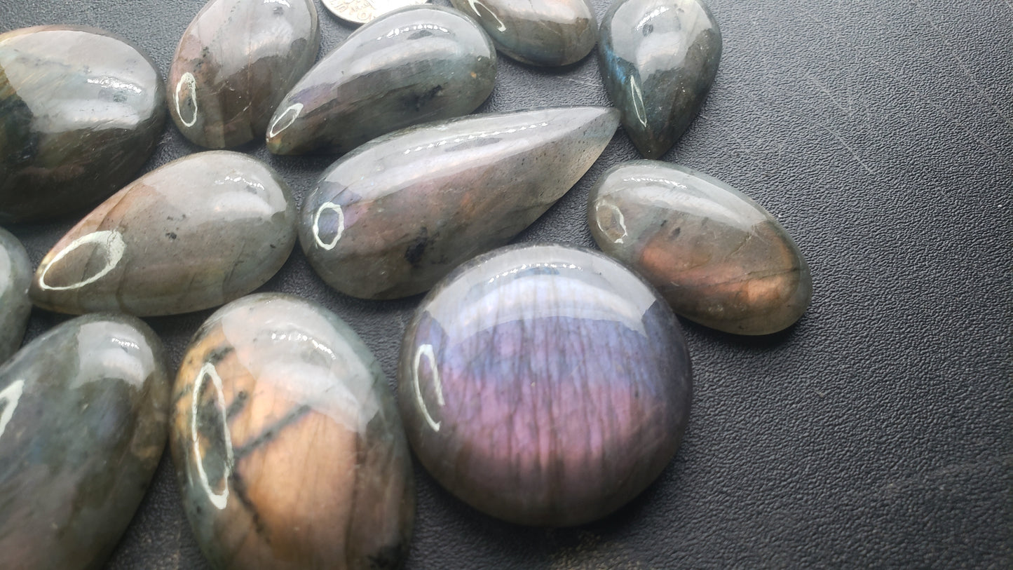 Labradorite Cabs - Purple, Pink, and Sunset Orange - Medium Sizes