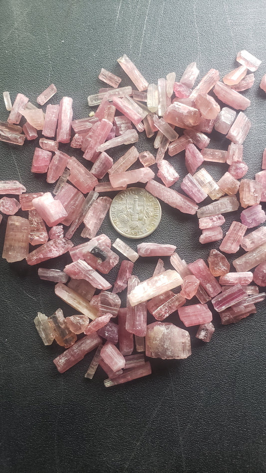 Pink Tourmaline Raw Crystals - Rods and points - B Grade