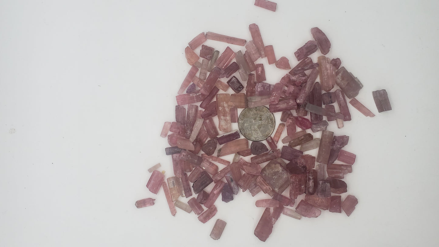 Pink Tourmaline Raw Crystals - Rods and points - B Grade