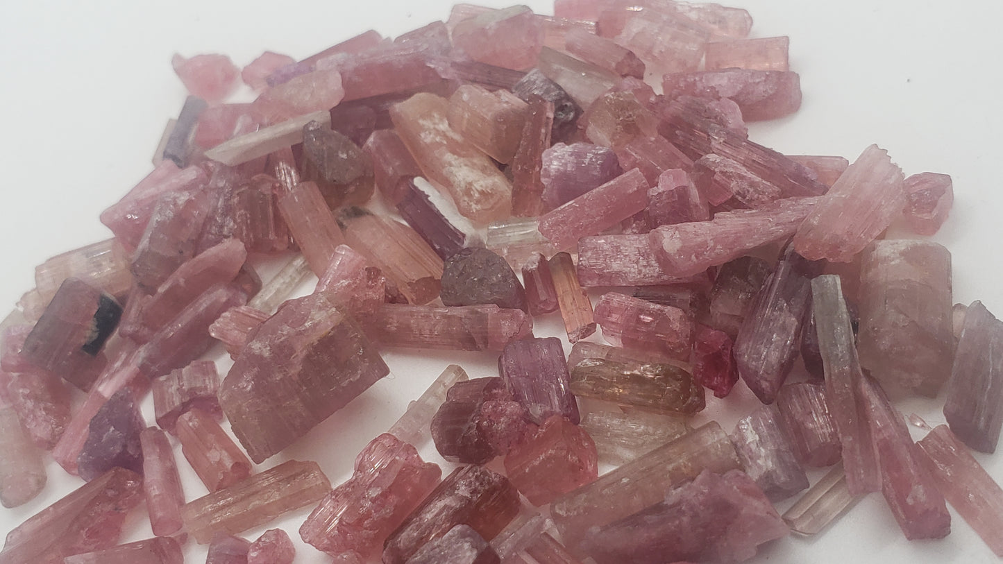 Pink Tourmaline Raw Crystals - Rods and points - B Grade