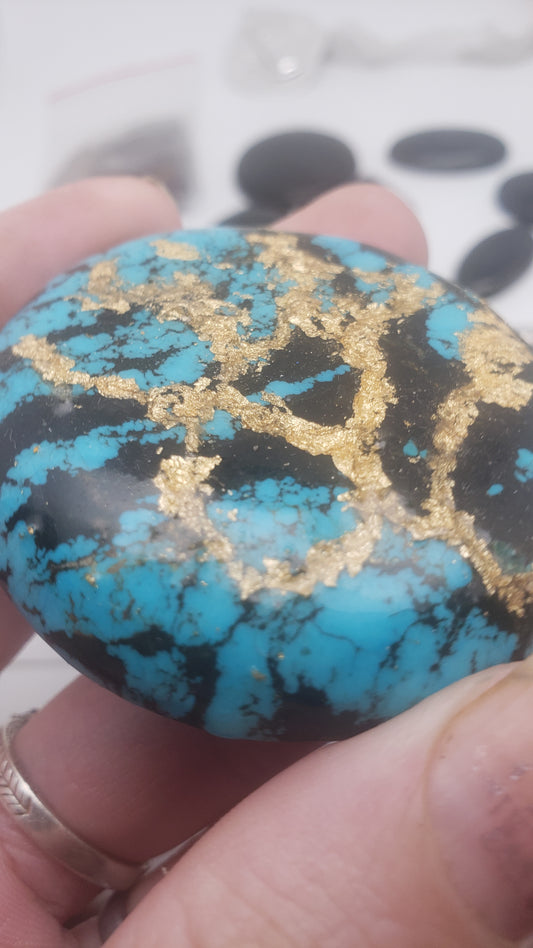 Arizona Turquoise Dripped in 24k Gold