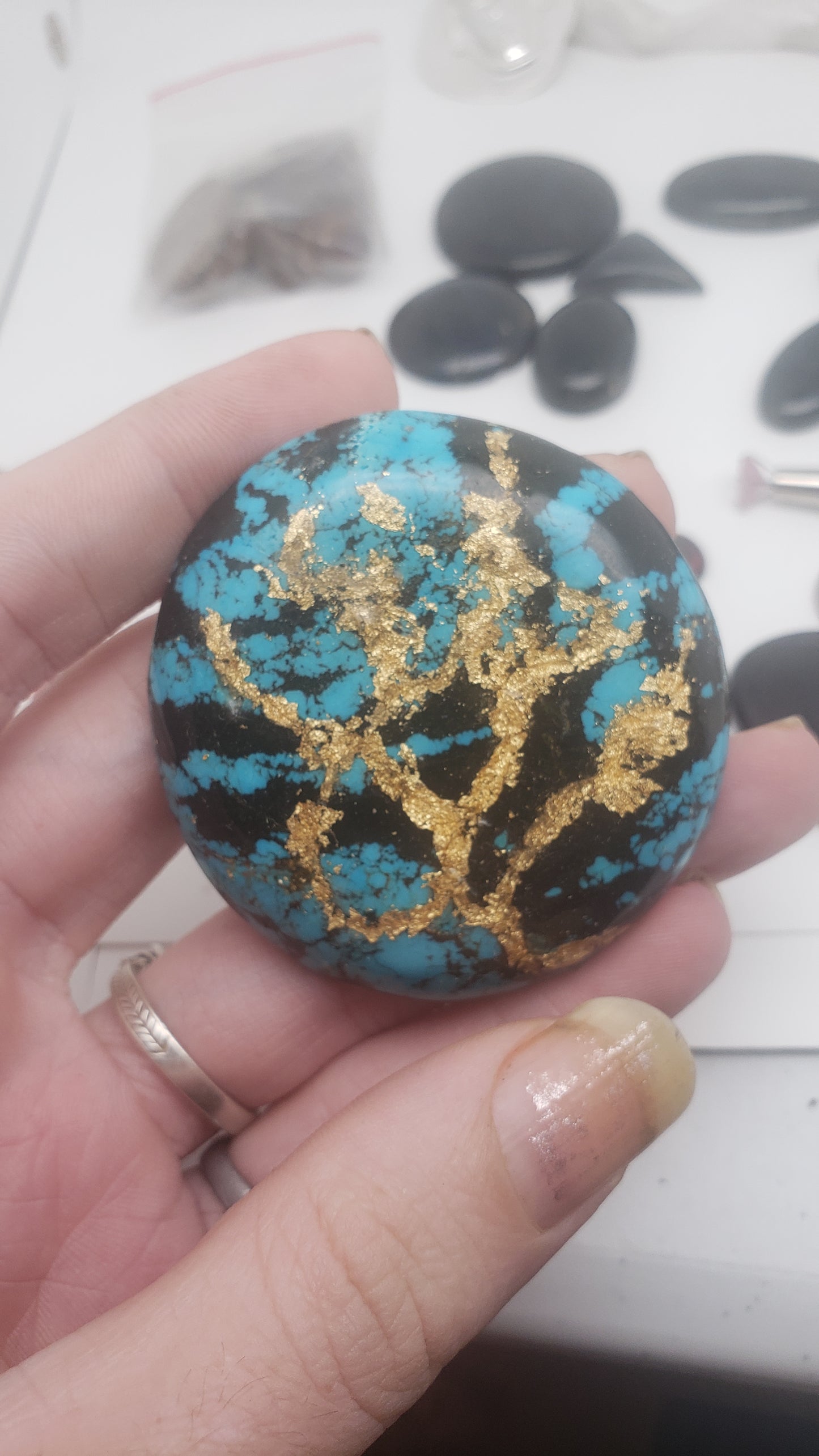 Arizona Turquoise Dripped in 24k Gold