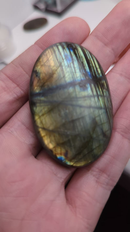 Large Labradorite Cabochon - Green to Yellow - 53mm