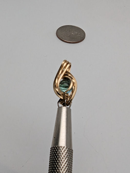 Aquamarine in Goldfill Mini Wire Wrap Pendant