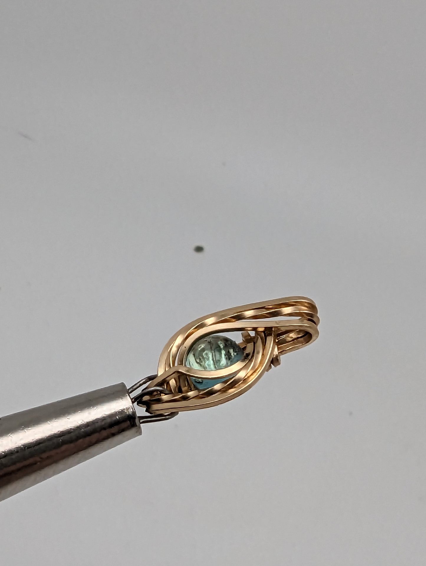 Aquamarine in Goldfill Mini Wire Wrap Pendant