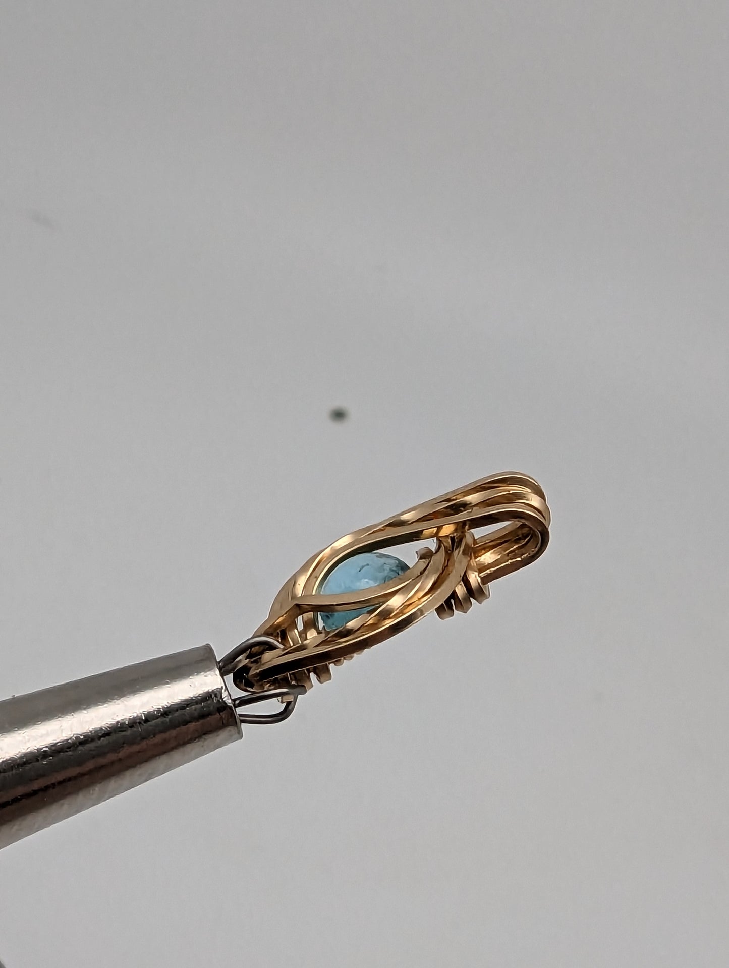 Aquamarine in Goldfill Mini Wire Wrap Pendant