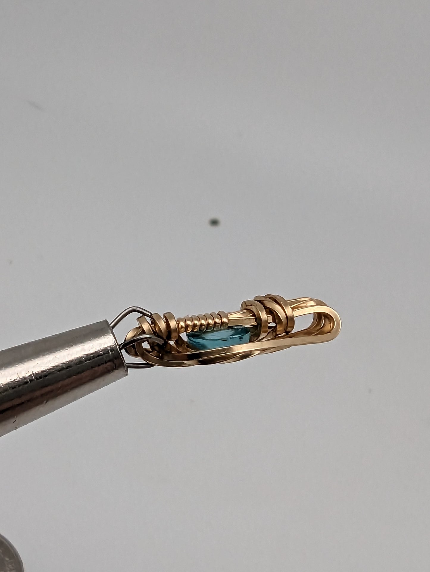 Aquamarine in Goldfill Mini Wire Wrap Pendant