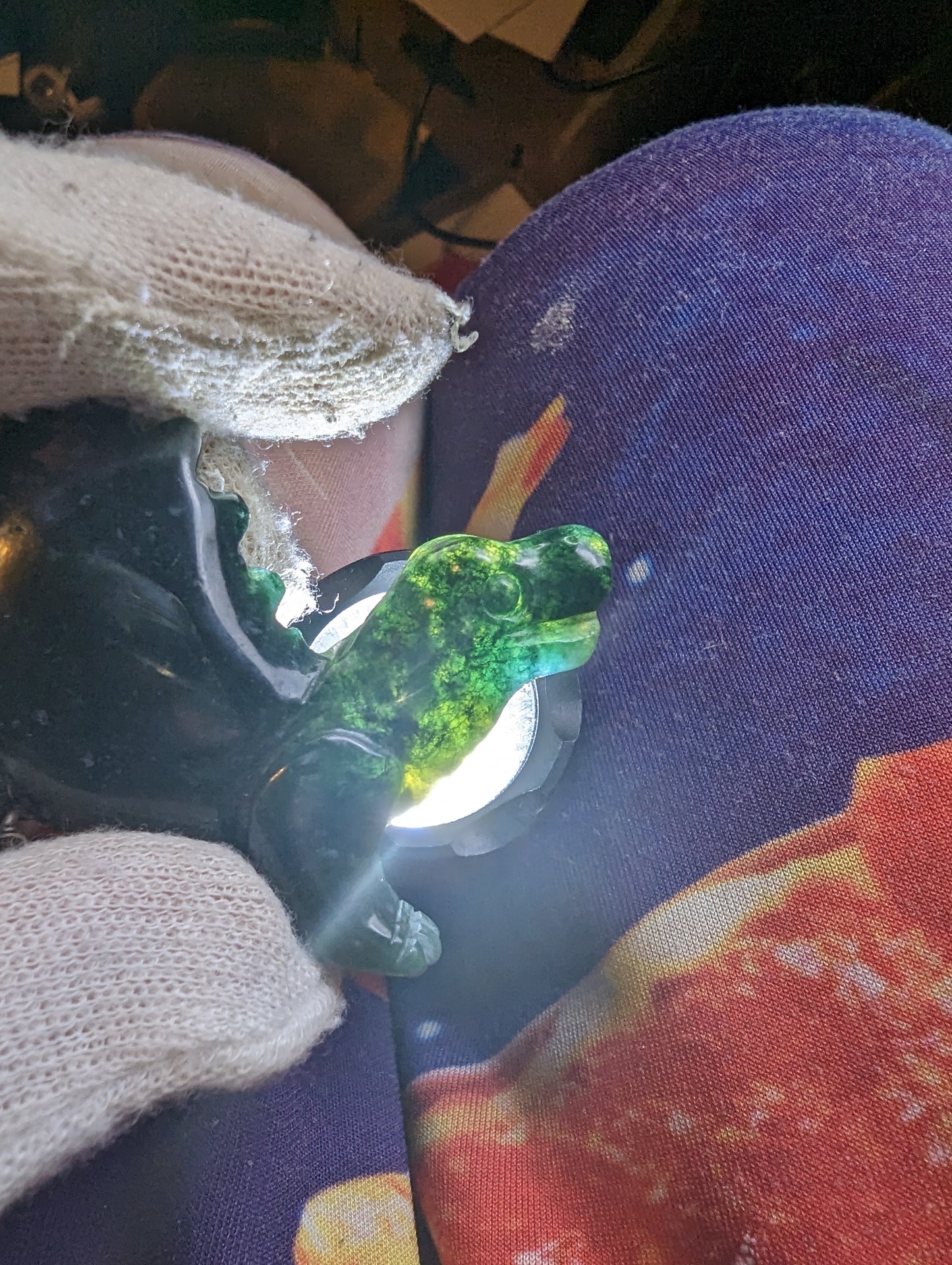 Moss Agate Dinosaur Carving