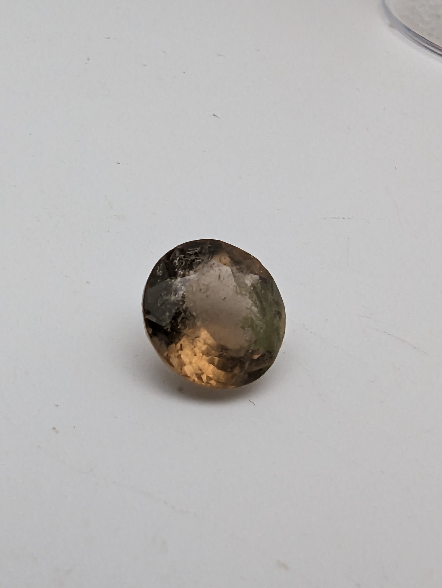 Yellow Tourmaline W/ Dendritic Copper Inclusions -  Round Facet - 2.6cts - 9mm