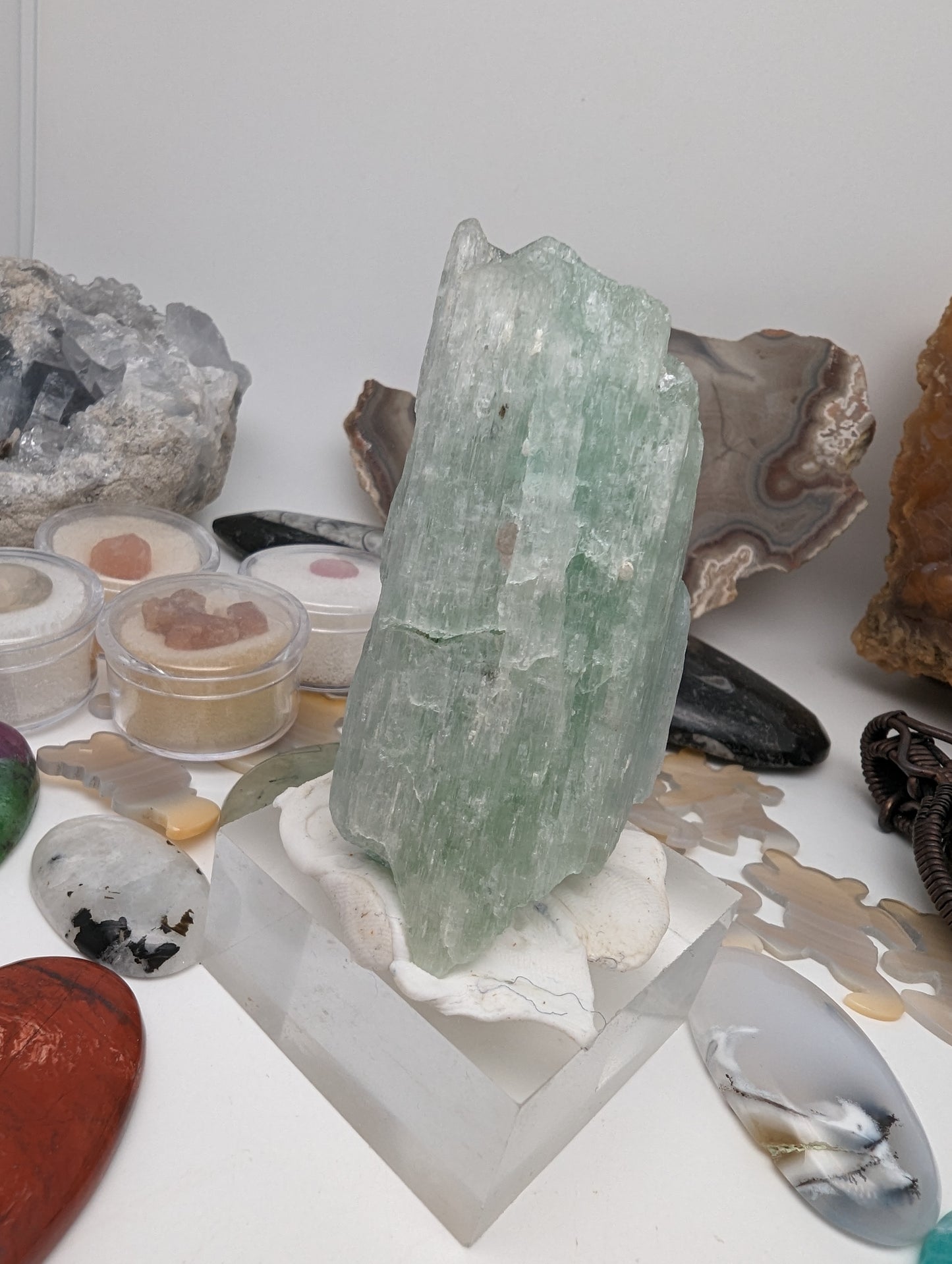 Large Green Kunzite Crystal