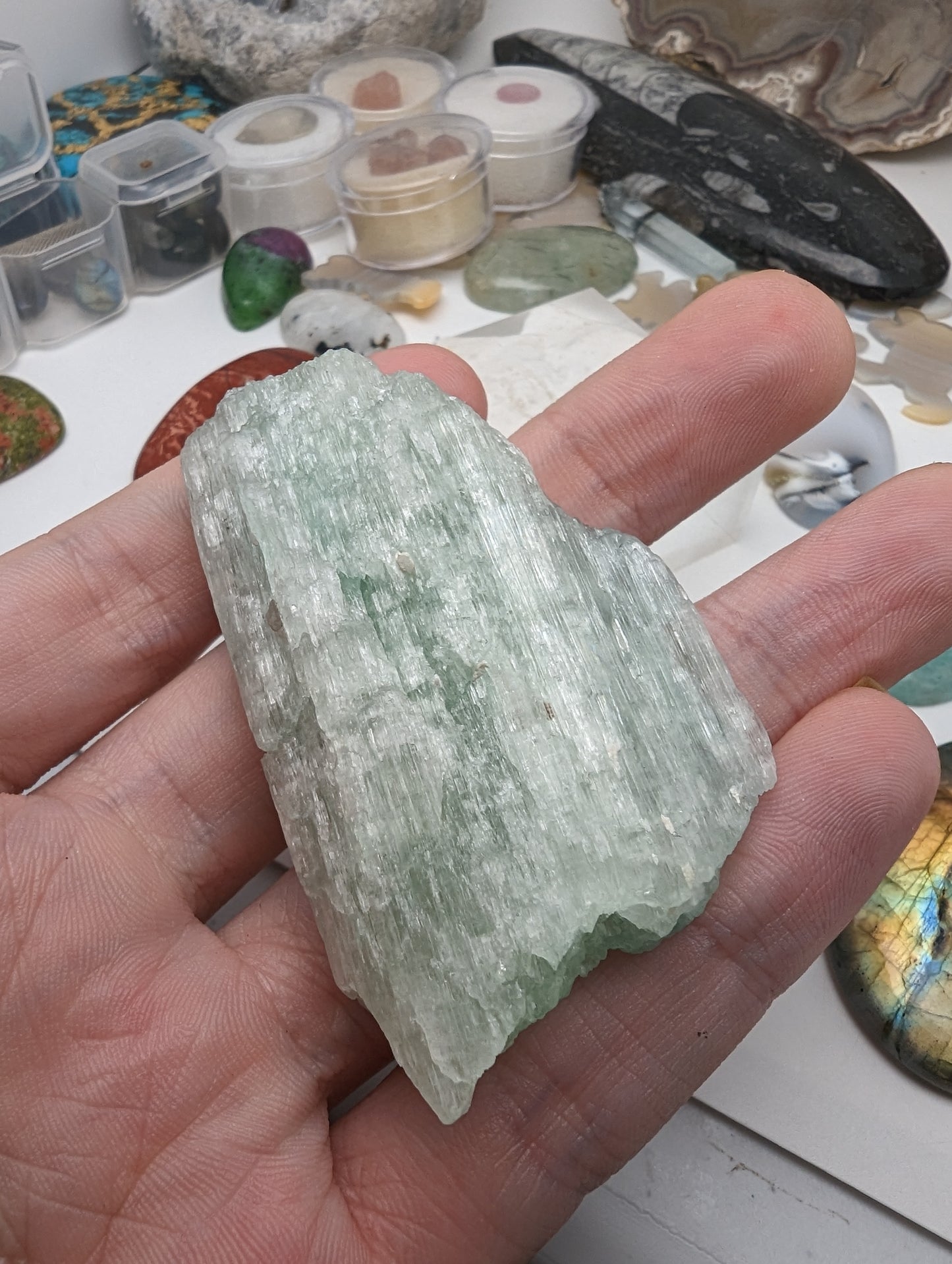 Large Green Kunzite Crystal