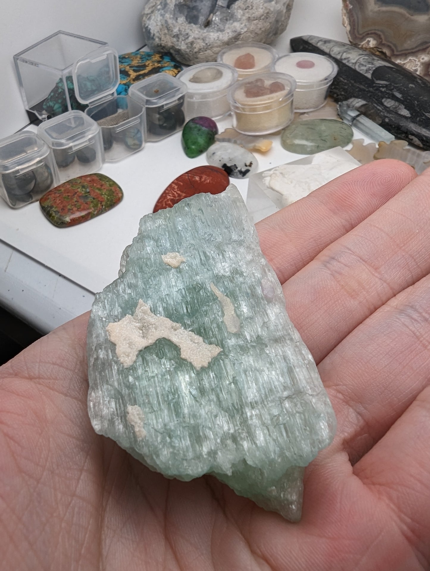 Large Green Kunzite Crystal