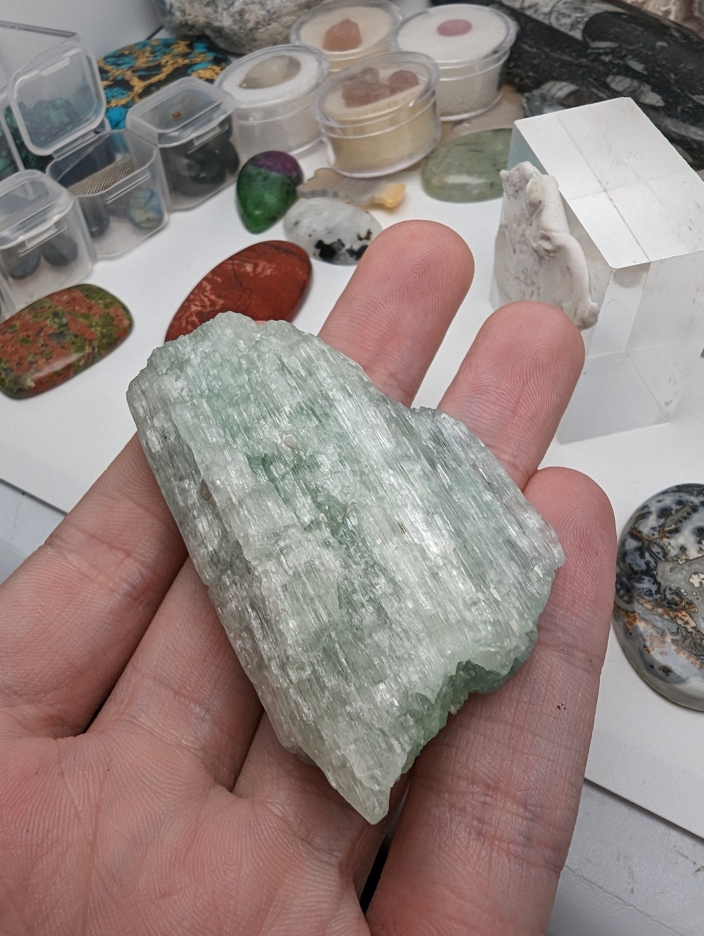 Large Green Kunzite Crystal