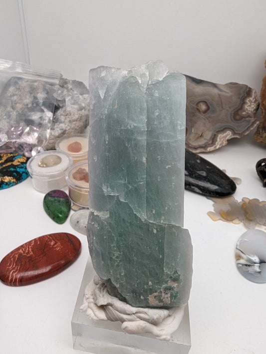 Large Green Kunzite Crystal - 64.26g