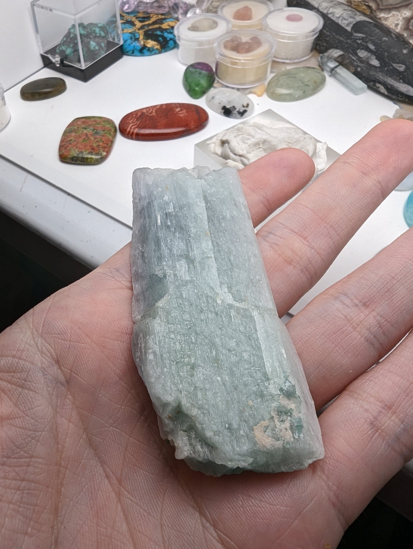 Large Green Kunzite Crystal - 64.26g