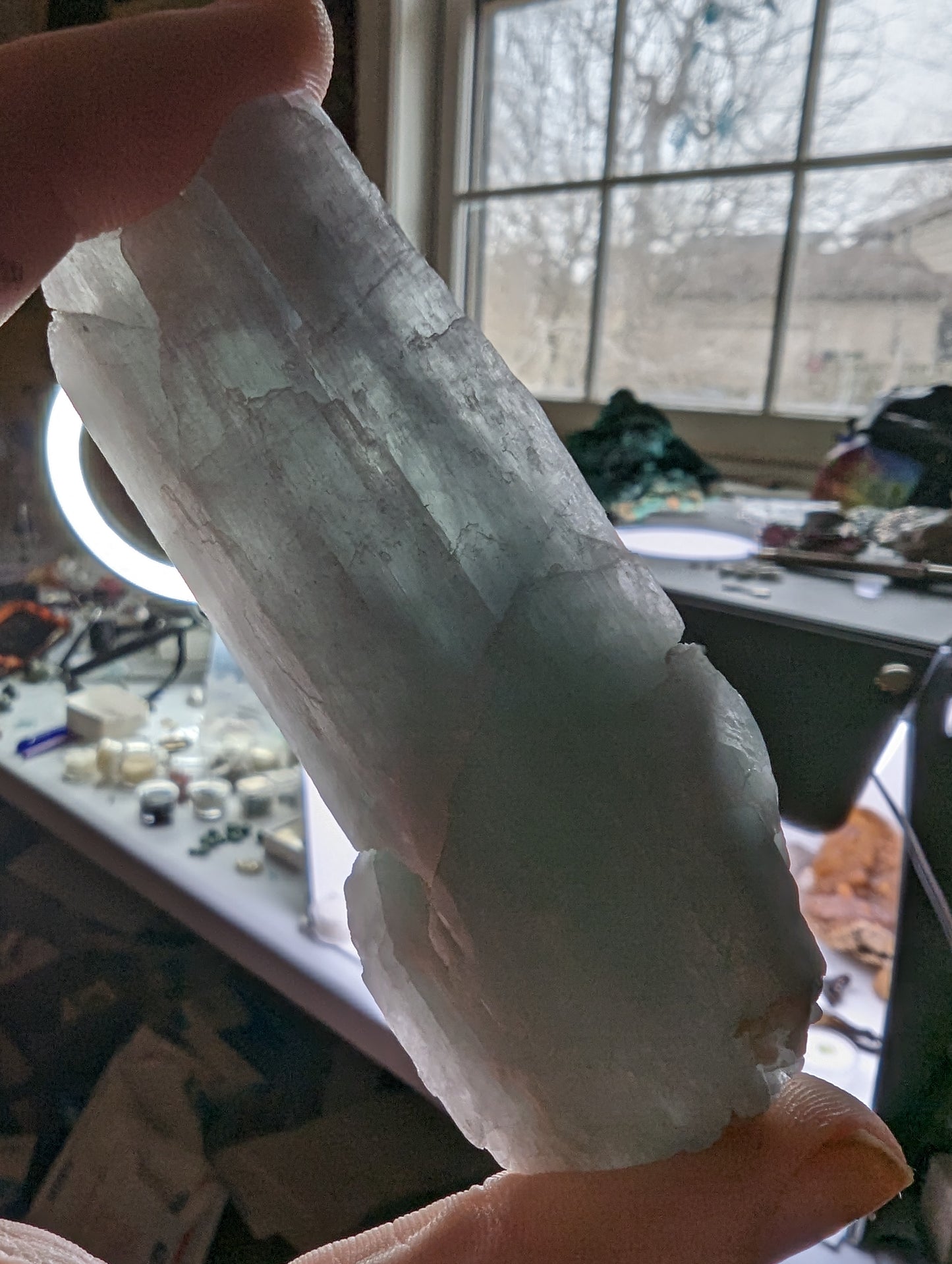 Large Green Kunzite Crystal - 64.26g