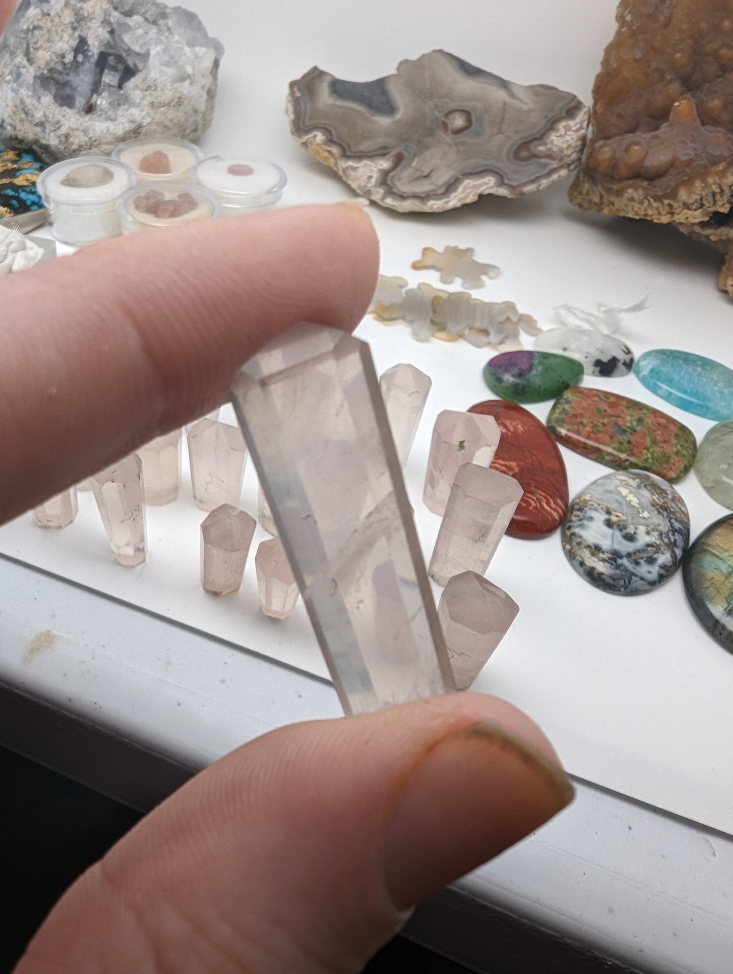 Rose Quartz Towers / Pendant Cut - 1-1/2inch