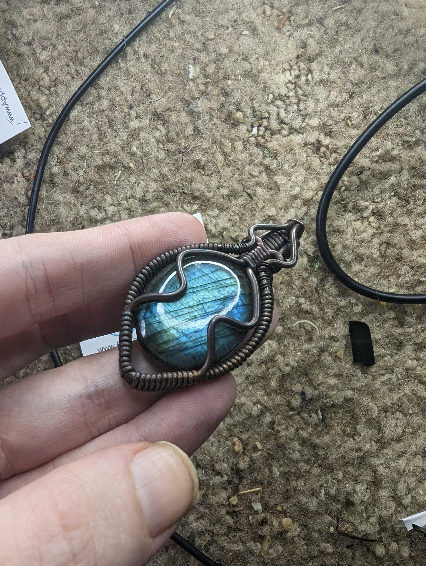 Labradorite in Copper - Wire Wrap Pendant