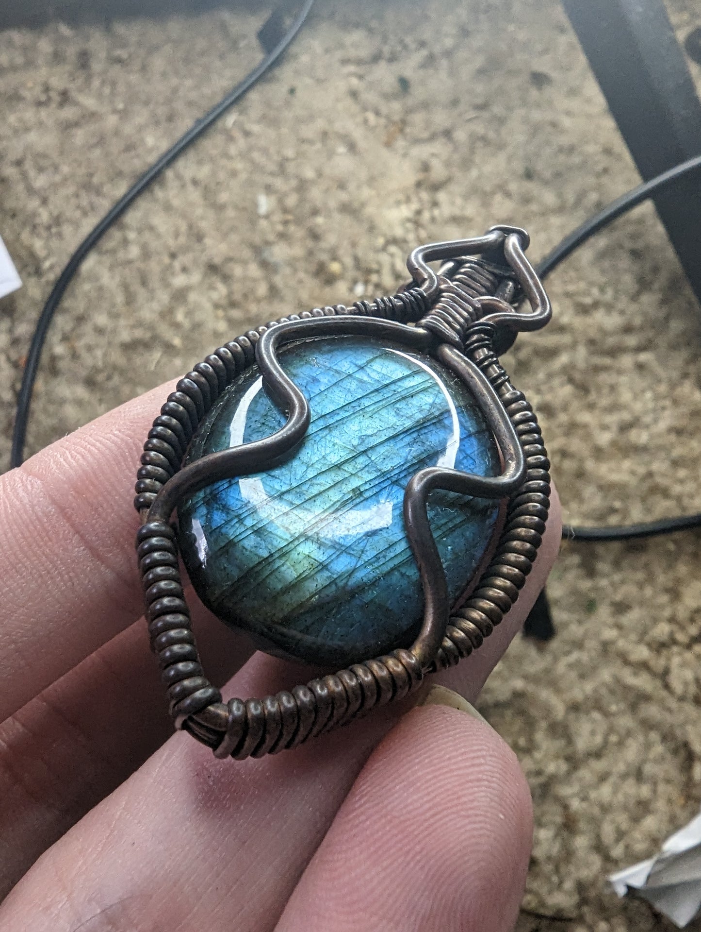 Labradorite in Copper - Wire Wrap Pendant