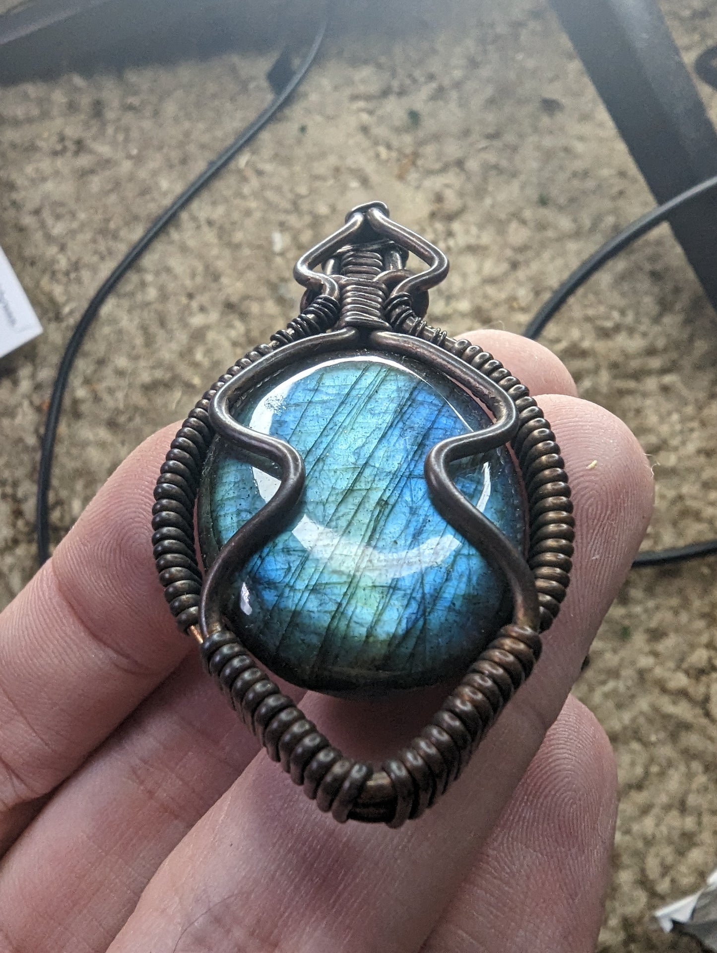 Labradorite in Copper - Wire Wrap Pendant