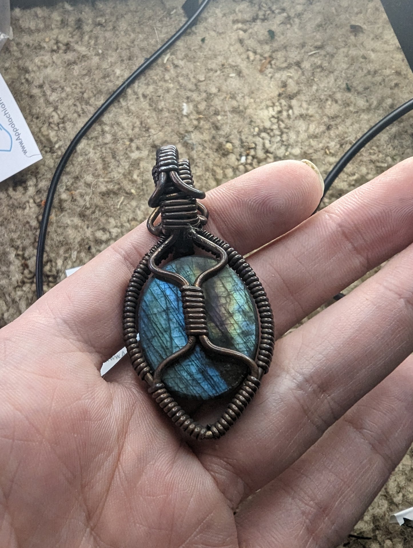 Labradorite in Copper - Wire Wrap Pendant