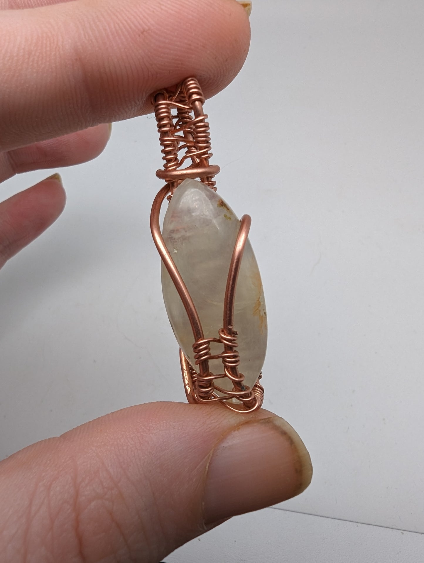 Australian Prehnite in Copper Wire - Pendant