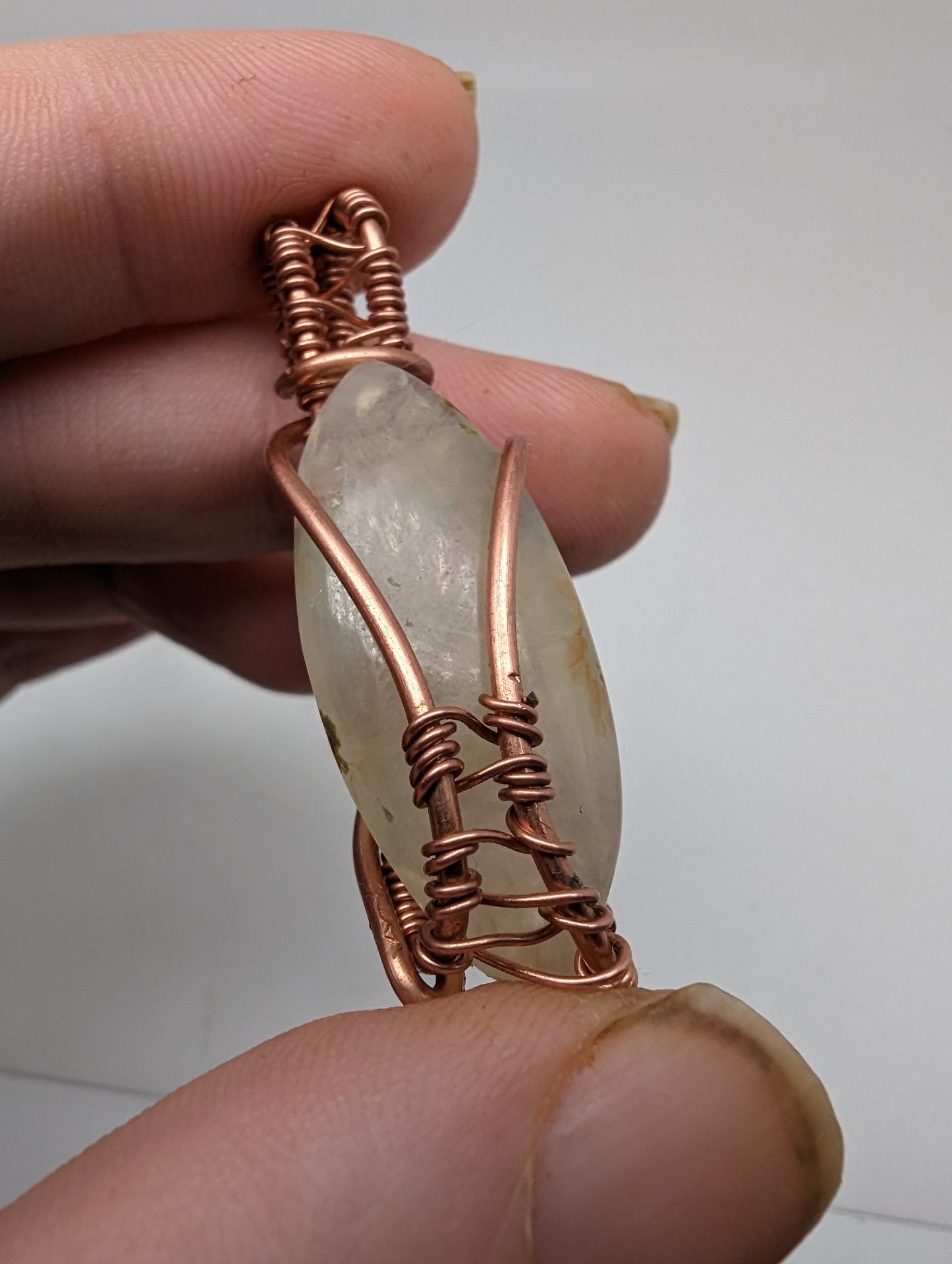 Australian Prehnite in Copper Wire - Pendant