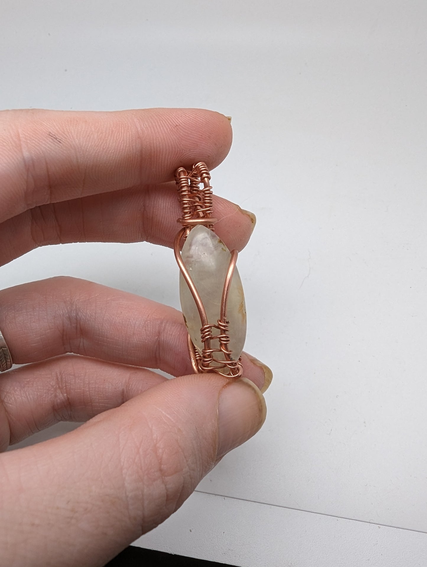 Australian Prehnite in Copper Wire - Pendant